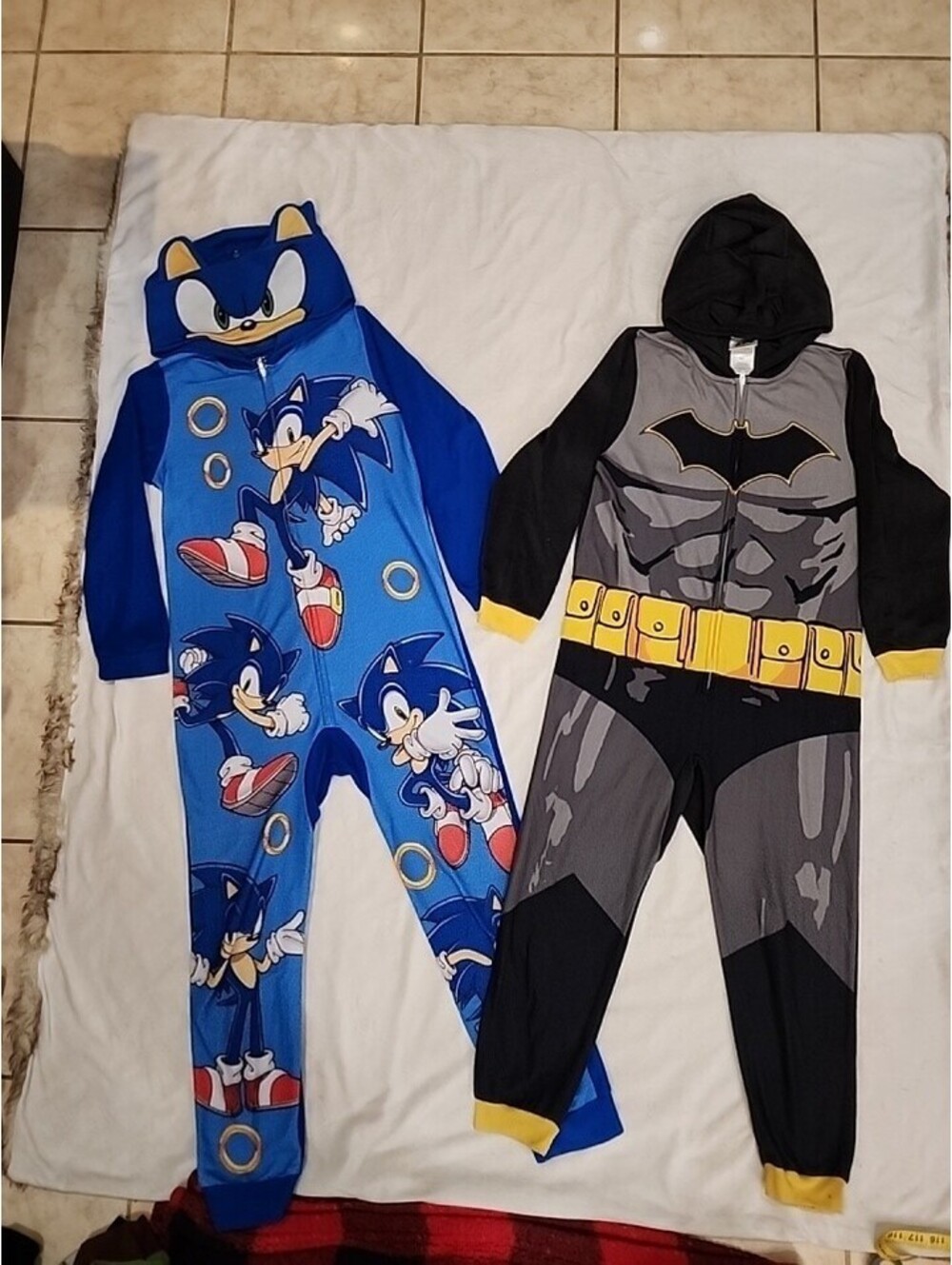 Lot 2 Lego Batman SonicHooded Zippered Pajama Sleeper Unionsuit Boys Size M